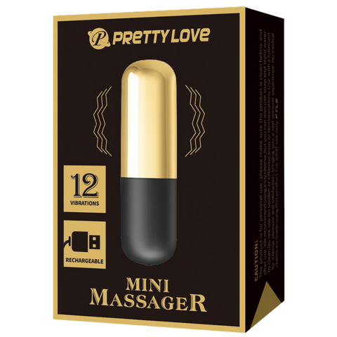 Pretty Love Rechargeable 12 Function Mini Bullet Massager Gold - Bullet Vibrators
