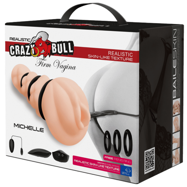 Crazy Bull Michelle Firm Vagina Vibrating Realistic Stroker Flesh Masturbators and Strokers