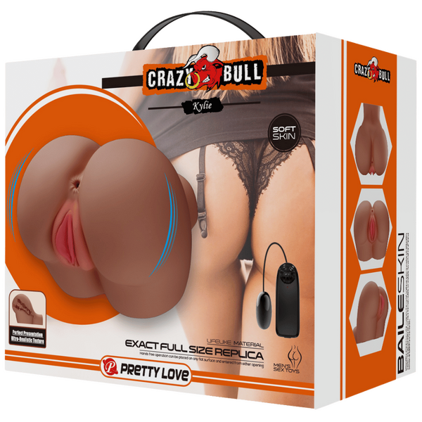 Crazy Bull Kylie Vibrating Double Entry Masturbator Tan Masturbators and Strokers