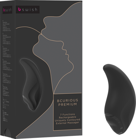 B Swish Bcurious Premium 7 Function Clitoral Stimulator Noir Clit Ticklers and Pulsators
