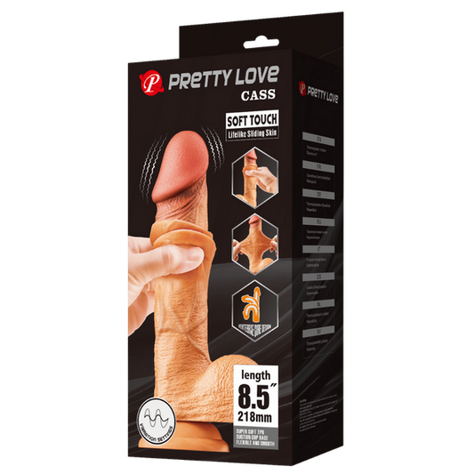 Pretty Love Sliding Skin Series Realistic Vibrating Dong 8.5 Inch Flesh Realistic Dildos