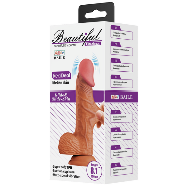 Pretty Love Catoblpas Vibrating Dong 8.1 Inch Tan Vibrating Dildos