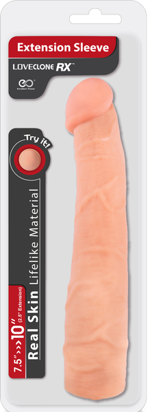 Loveclone RX Penis Extension Sleeve 10 Inch Flesh - Penis Sleeves and Extenders