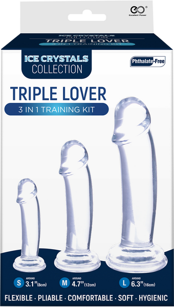 Ice Crystals Collection Triple Lover 3 In 1 Anal Plug Training Kit Clear Butt Plugs