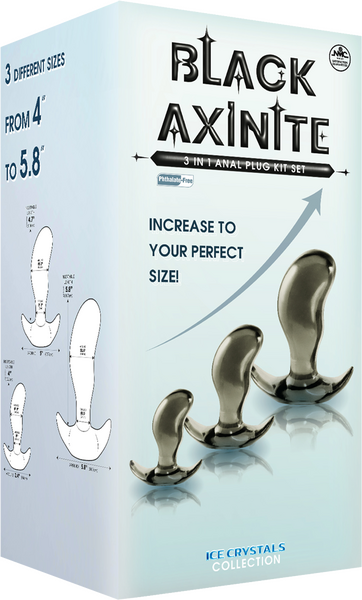 Black Axinite 3 In 1 Flexible and Hygienic Anal Plug Kit Set Butt Plugs