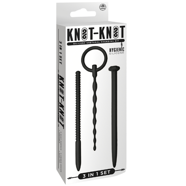 Knot Knot Nail Silicone Urethral Sounding Kit Black Urethral Sounds