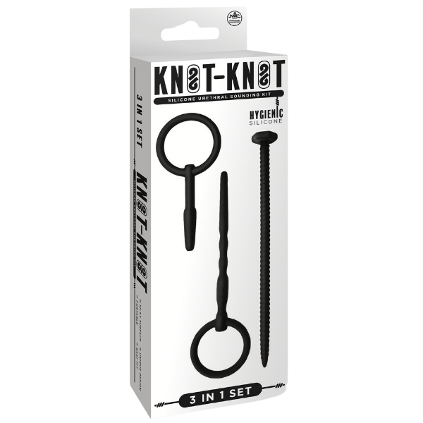 Knot Knot Screw Silicone Urethral Sounding Kit Black Urethral Sounds