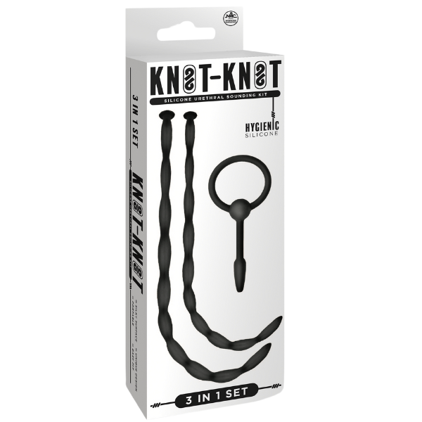 Knot Knot Twist Silicone Urethral Sounding Kit Black Urethral Sounds