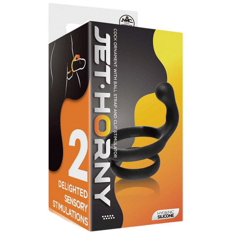 Excellent Power Cock Ring with Clitoral Stimulator Black - Stretchy Cock Rings