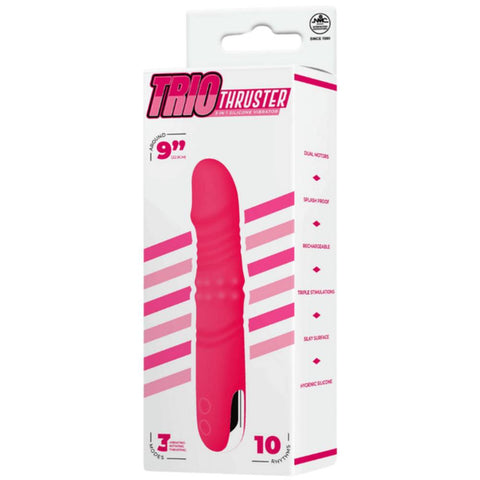 Trio Thruster 3 in 1 Dual Motor Rechargeable G-Spot Silicone Vibrator - G-Spot Vibrators