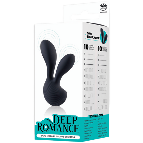 Deep Romance Dual Motors G Spot Silicone Vibrator Black - G-Spot Vibrators