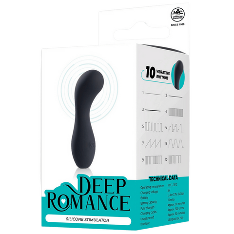 Deep Romance One Touch Control G Spot Silicone Stimulator Black - G-Spot Vibrators