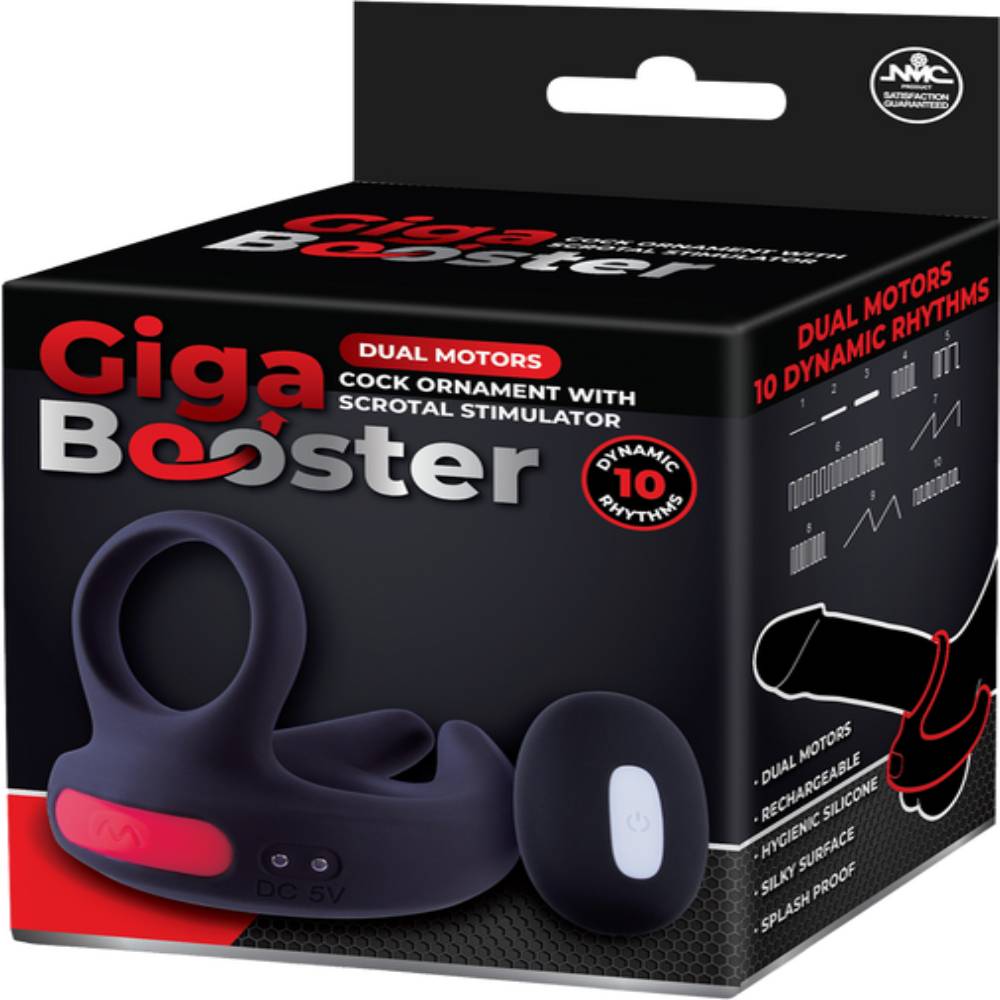 Giga Booster Dual Motor Vibrating Cock Ring with Scrotal Stimulator Vibrating Cock Rings