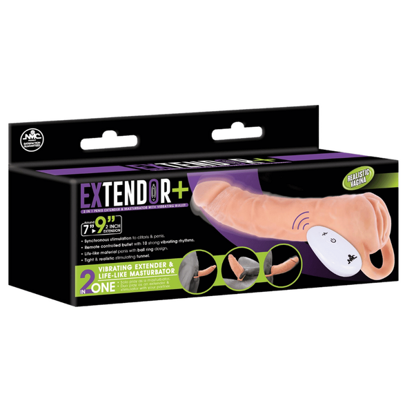 Excellent Power Remote Control Vibrating Penis Extendor 9 Inch Flesh Penis Sleeves and Extenders