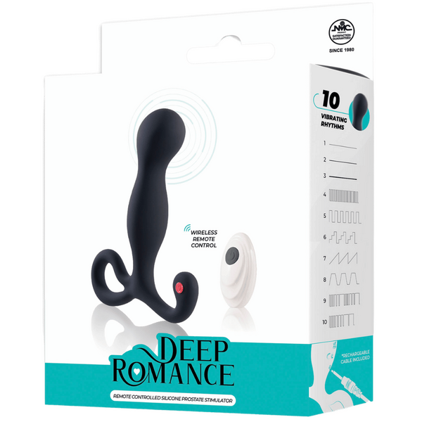 Deep Romance Remote Controlled Silicone Prostate Stimulator Black Prostate Toys