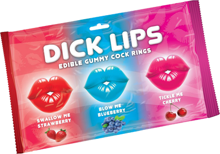 Hott Products Dick Lips Gummy Cock Rings 3 Pack Party Gifts and Novelties