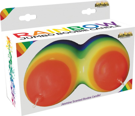 Rainbow Jumbow Boobie Shape Novelty Candle - Party Gifts and Novelties