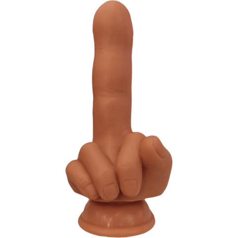 Hott Products Flip Off Finger Shaped Suction Cup Dildo Tan - Realistic Dildos