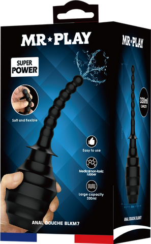 Mr Play Anal Douche BLKM7 With Flexible Nozzle Black - Enemas and Douches