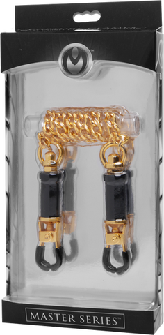 Master Series Deluxe Adjustable Bondage Nipple Clamps - Nipple and Clit Clamps