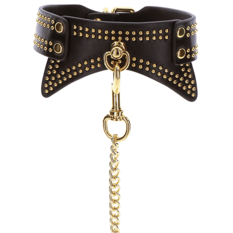 Scala Taboom Leather Studded Collar and Leash - Collars and Leads