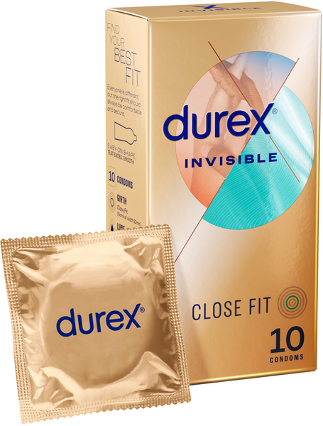 Durex Invisible Close Fit Thin Condoms 10 Piece Condoms