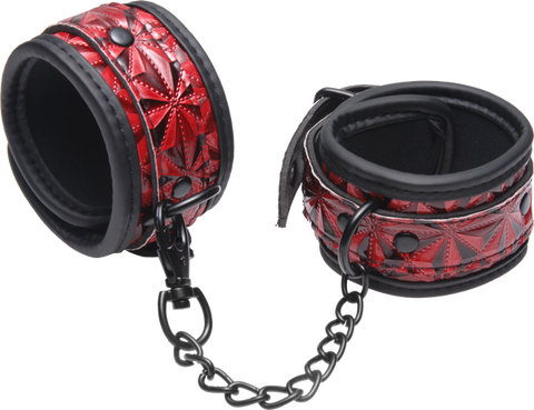 Master Series Crimson Tied Embossed Bondage Ankle Cuffs - Cuffs And Restraints