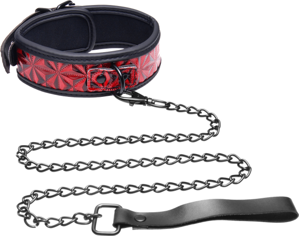 Master Series Crimson Tied Bondage Collar With Leash Collars and Leads