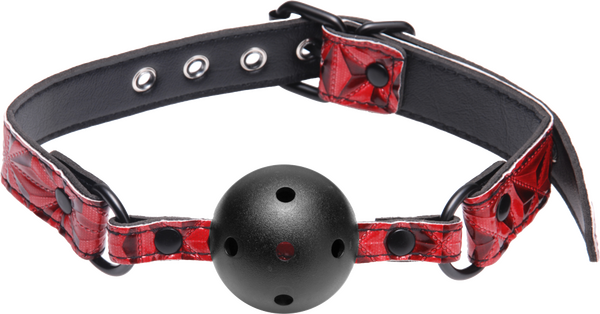 Master SeriesTied Breathable Fetish Play Ball Gag Crimson Bondage Gags and Bits