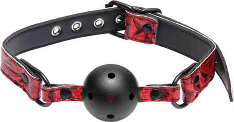 Master SeriesTied Breathable Fetish Play Ball Gag Crimson - Bondage Gags and Bits