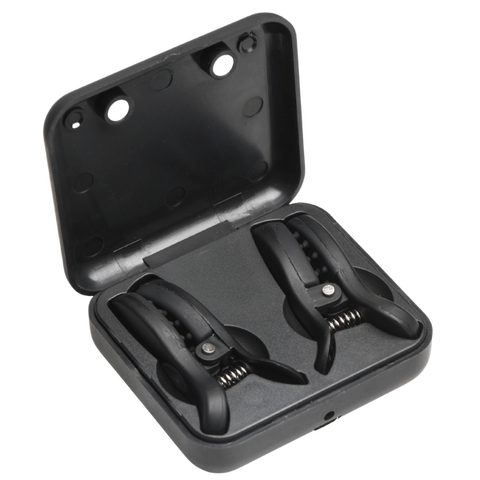 Master Series Dark Grip Vibrating BDSM Nipple Clamps - Nipple and Clit Clamps
