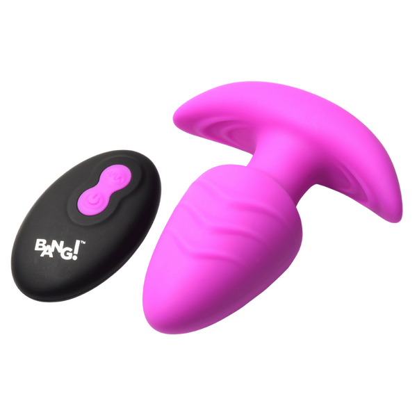 XR Brands Rotating and Vibrating Silicone Butt Plug With Remote Purple Butt Plugs