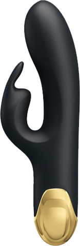 Pretty Love Double Pleasure 7 Function Rechargeable Rabbit Vibrator Black - Rabbit Vibrators