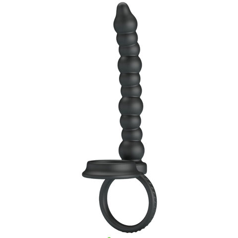 Pretty Love Dillion Anal Beads With Cock Ring Black - Anal Beads and Balls