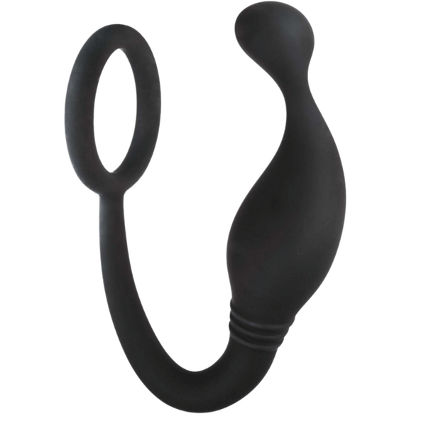 Excellent Power Prostate Plug with Love Ring Black Prostate Toys