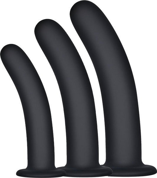 Excellent Power Kick Up Silicone Vaginal Training 3 Sizes Kit Black Pussy And Clit Toys