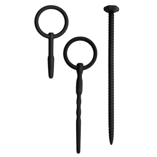 Knot Knot Screw Silicone Urethral Sounding Kit Black Urethral Sounds