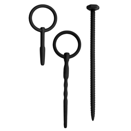 Knot Knot Screw Silicone Urethral Sounding Kit Black Urethral Sounds