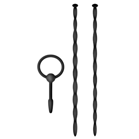 Knot Knot Twist Silicone Urethral Sounding Kit Black - Urethral Sounds