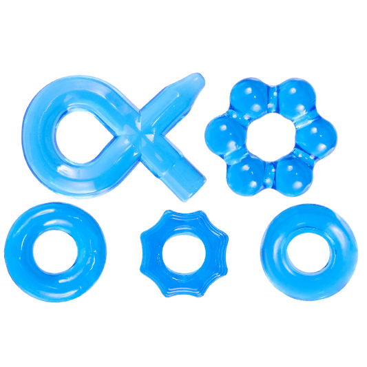 Excellent Power Hardcore Super Stretchy Powerful Cockring Set Blue Stretchy Cock Rings
