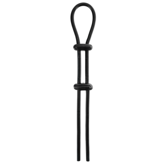 Jet Horny Adjustable Male Cock Ornament with Ball Strap Black - Stretchy Cock Rings