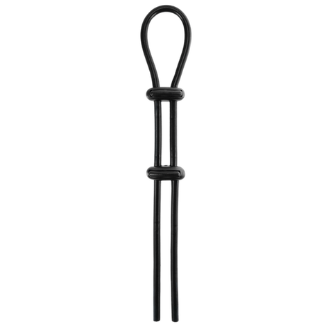 Jet Horny Adjustable Male Cock Ornament with Ball Strap Black - Stretchy Cock Rings