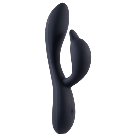 Deep Romance Dual Motor Rabbit Style G Spot Silicone Vibrator Black - Rabbit Vibrators
