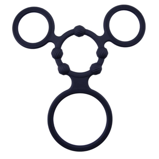 Enduring Silicone Triple Ring With Ball Stretcher - Ball Stretchers and Crushers