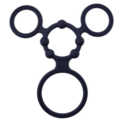 Enduring Silicone Triple Ring With Ball Stretcher - Ball Stretchers and Crushers