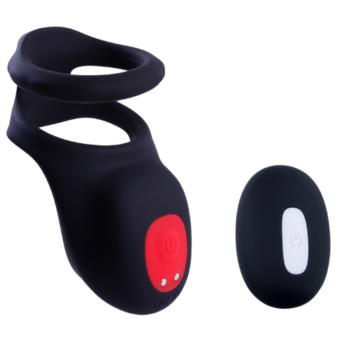 Giga Booster Cock & Scrotal Ring With Clit Stimulator Black - Vibrating Cock Rings