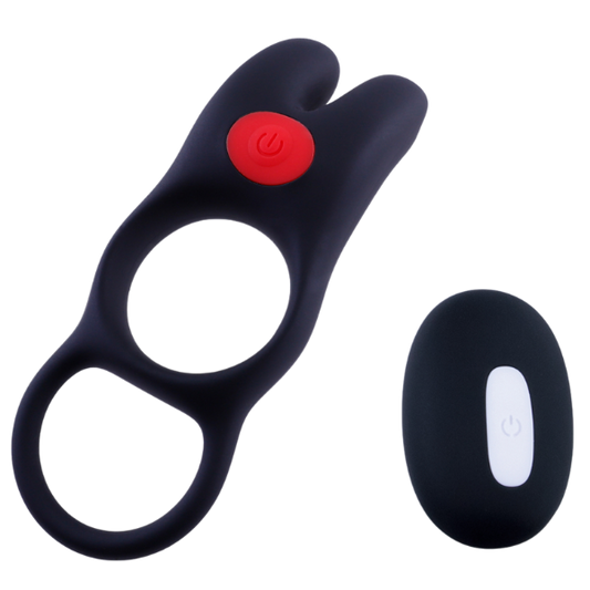Giga Booster Vibrating Cock & Scrotal Ring With Clit Stimulator Black Vibrating Cock Rings