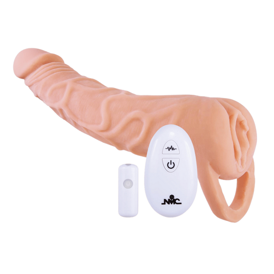 Excellent Power Remote Control 10 Function Penis Extendor 9 Inch Flesh - Penis Sleeves and Extenders