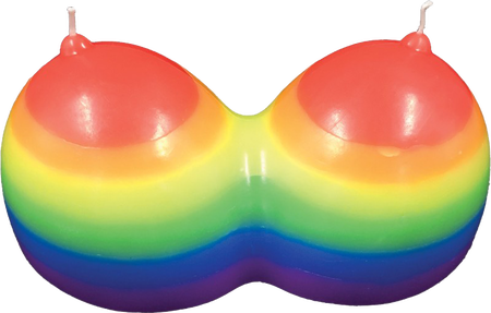 Rainbow Jumbow Boobie Shape Novelty Candle - Party Gifts and Novelties