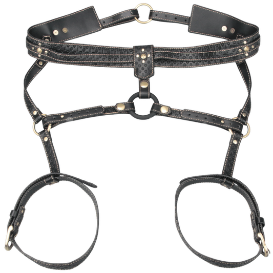 Lovetoy Faux Leather Full Body Bondage Harness Cuffs And Restraints